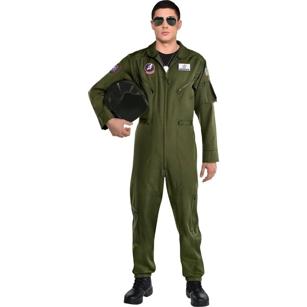 Amscan Men's Top Gun Maverick Jumpsuit Party Costume, Regular Adult One Size